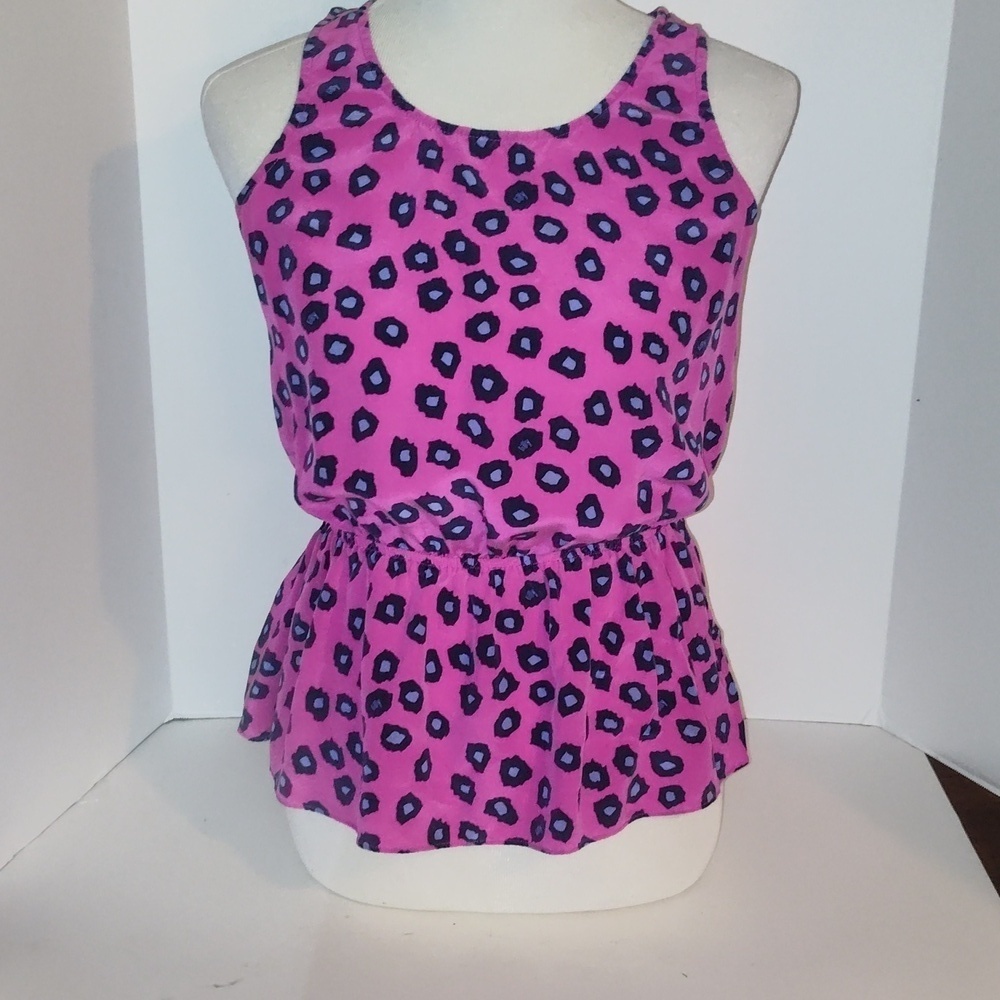 Lilly Pulitzer Pink And Purple Cheetah Top Woman Size Small 100% Silk